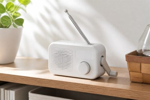 手回し充電機能付きの携帯ラジオ