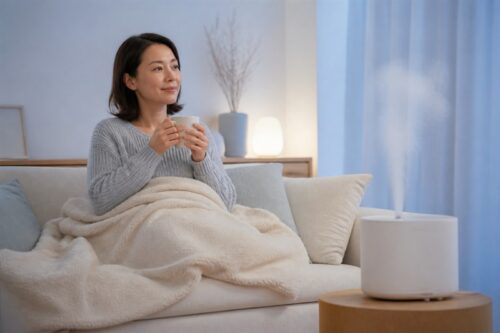 加湿された快適な冬のリビング