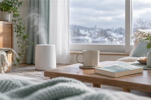 加湿器のある冬の部屋
