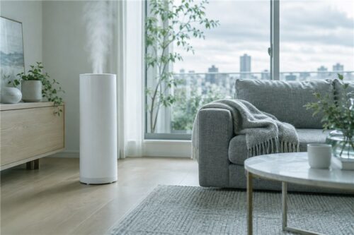 加湿器のある冬のリビング